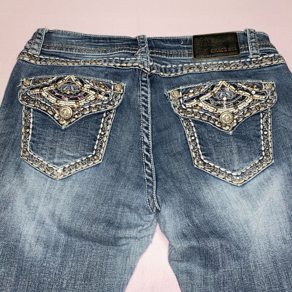 Grace in LA Denim - Grace in LA easy Fit Bootcut Flare Bling Jeans 30